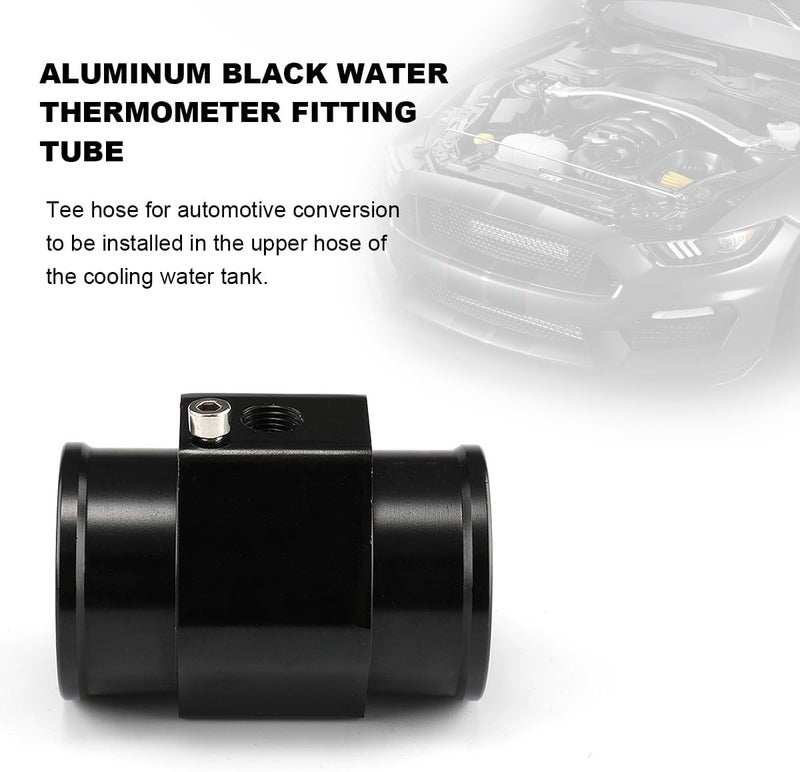 Wevdn Water Temp Joint Pipe, 32mm Aluminum Radiator Sensor Adapter with 2 Hose Clamps, Universal Water Temp Meter Temperature Gauge Joint Pipe Adapter Connector, Car Accessories - Image 3